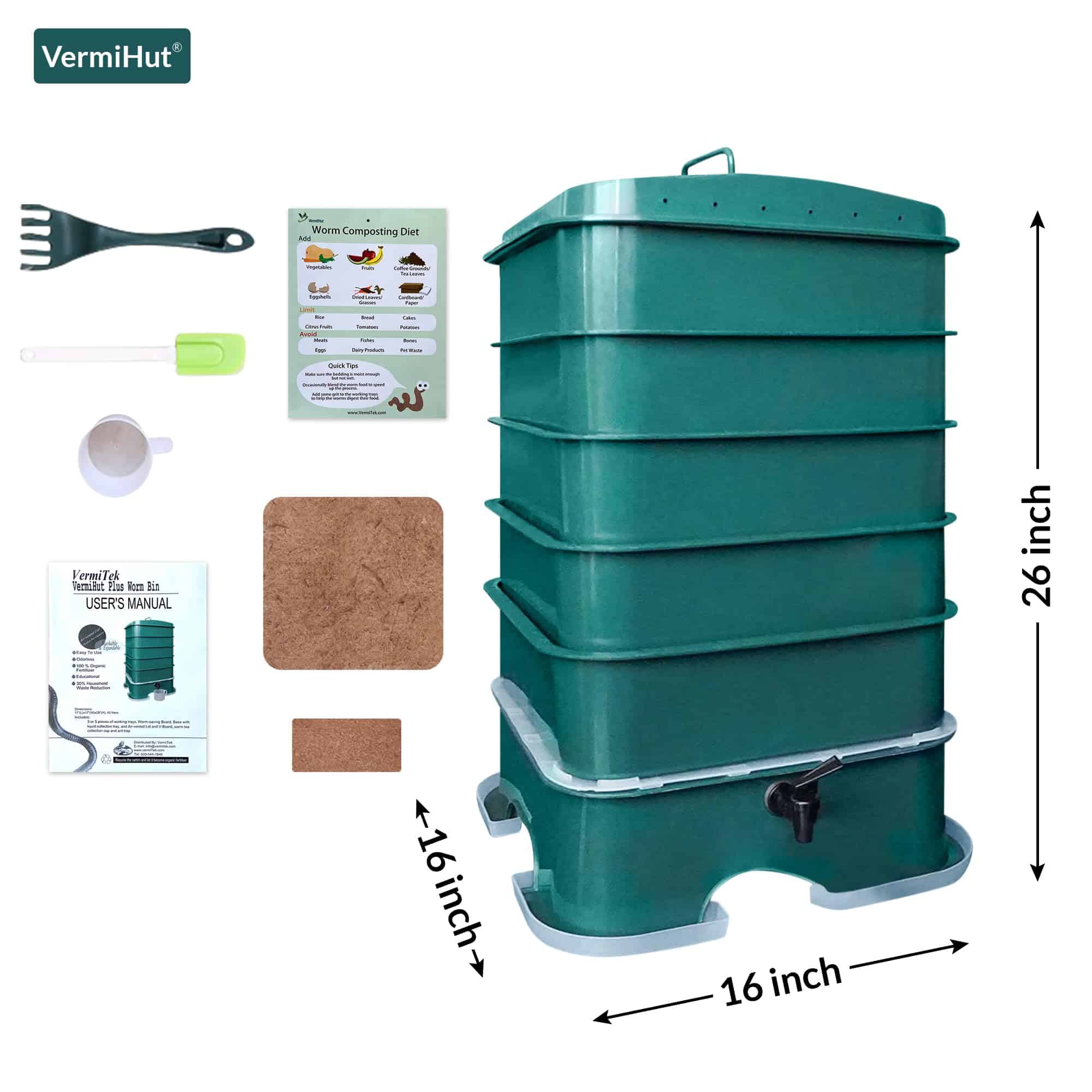 The Original VermiHut Plus 5-Tray Worm Compost Bin – Easy Setup and Sustainable Design