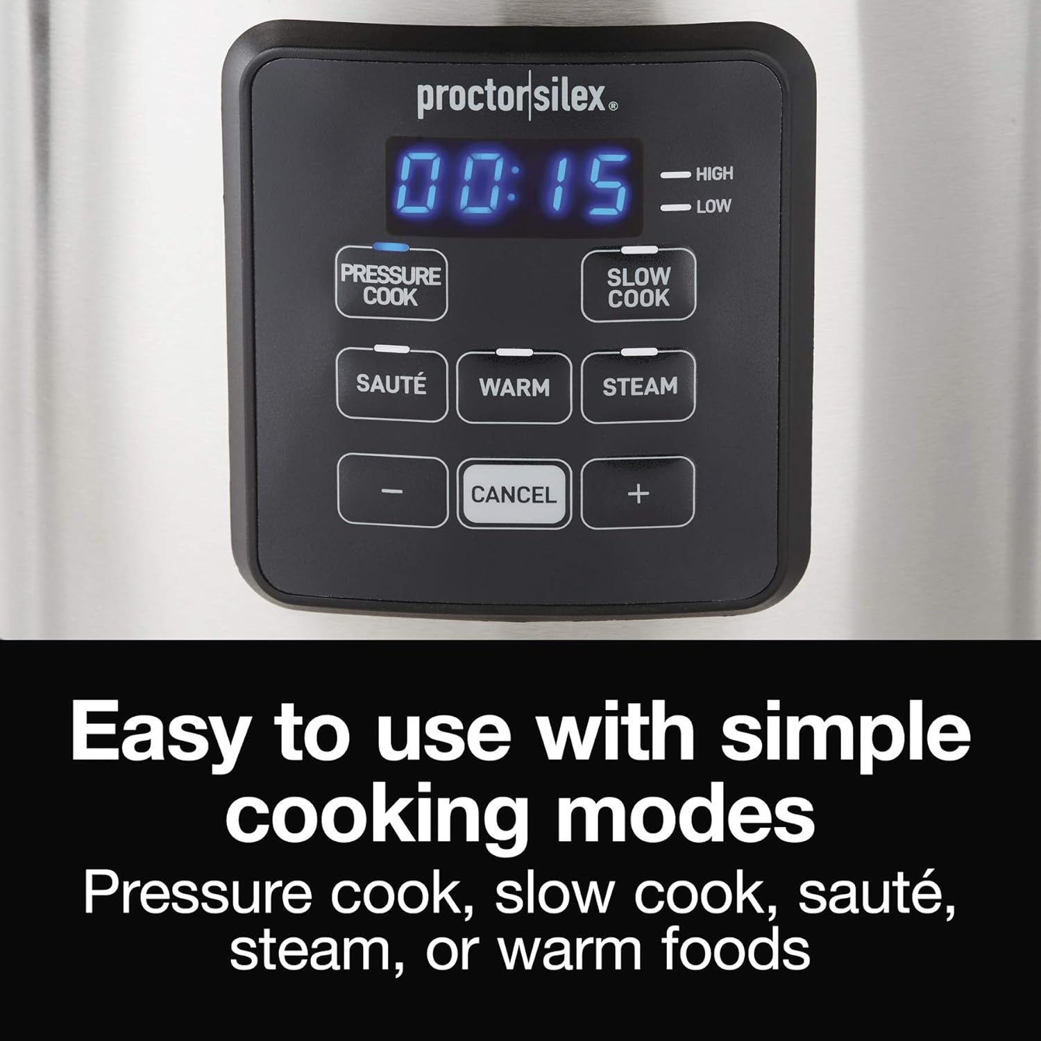 Proctor-Silex Simplicity 4-in-1 Electric Pressure Cooker, 3 Quart Multi-Function With Slow Cook, Steam, Sauté, Rice, Stainless Steel - Image 6