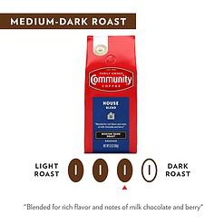 Community Coffee House Blend 72 Ounces, Medium Dark Roast Ground Coffee, 12 Ounce Bag (Pack of 6)
