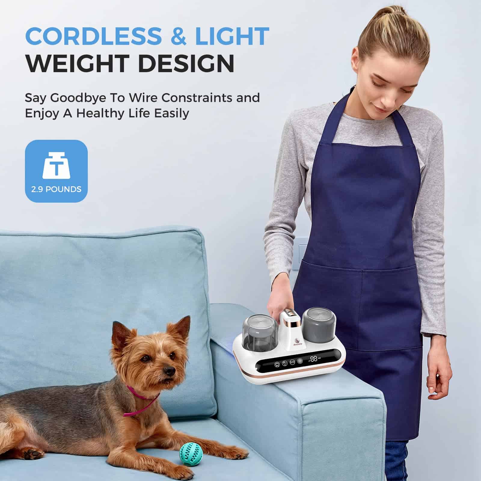 Amzany Bed Vacuum Cleaner - 5-in-1 Cordless Mattress Vacuum Cleaner, Powered by UV-C Light & Ultrasonic Technology