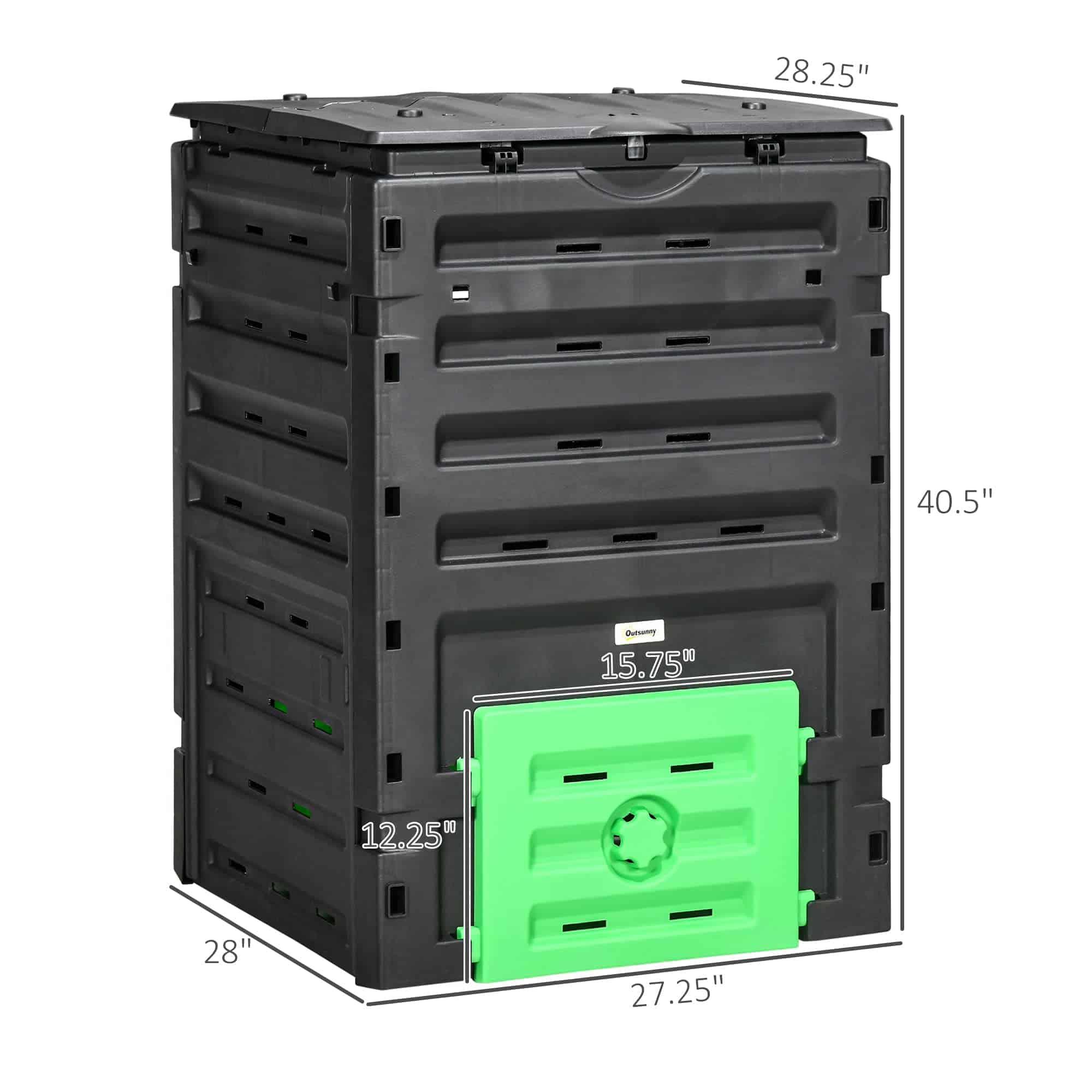 Outsunny Garden Compost Bin, 120 Gallon (450L) Garden Composter, Black