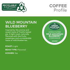 Green Mountain Coffee, Wild Mountain Blueberry, Single-Serve Keurig K-Cup Pods, Light Roast, 48 Ct (2 Boxes of 24 Pods)