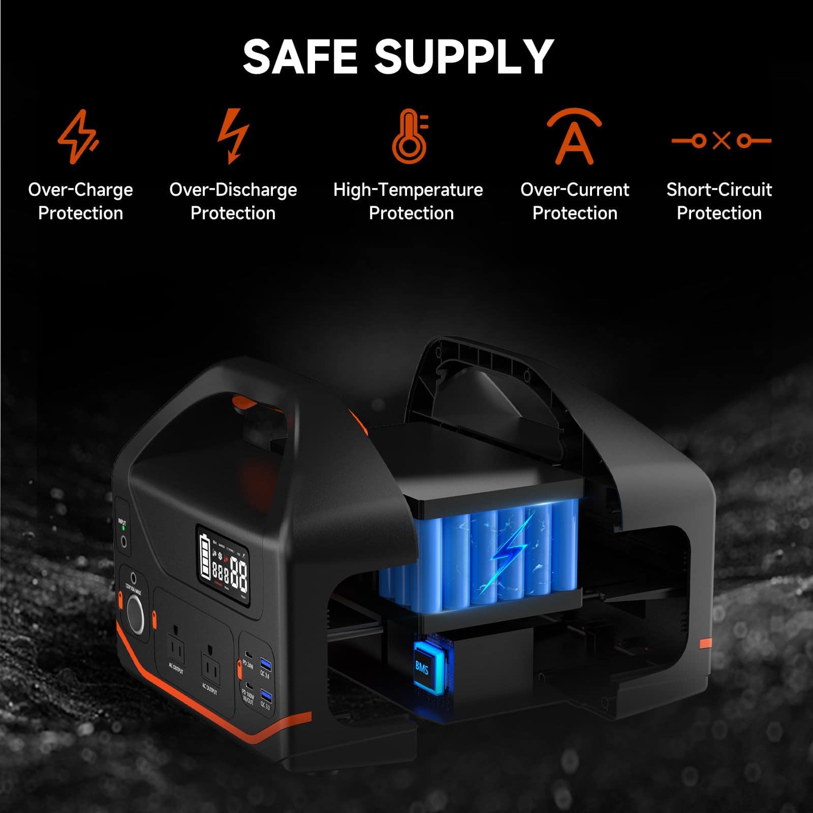 Portable Power Station 600W, Quiet Generator for Camping Travel Emergency CPAP Survival Backup Outdoor Apartment
