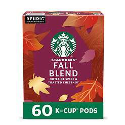 Starbucks K-Cup Coffee Pods, Medium Roast Coffee for Keurig Coffee Makers, Fall Blend, Limited Edition, 6 Boxes (60 Pods Total)