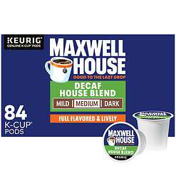 Maxwell House Decaf House Blend Medium Roast K-Cup Coffee Pods, 84 ct., Box