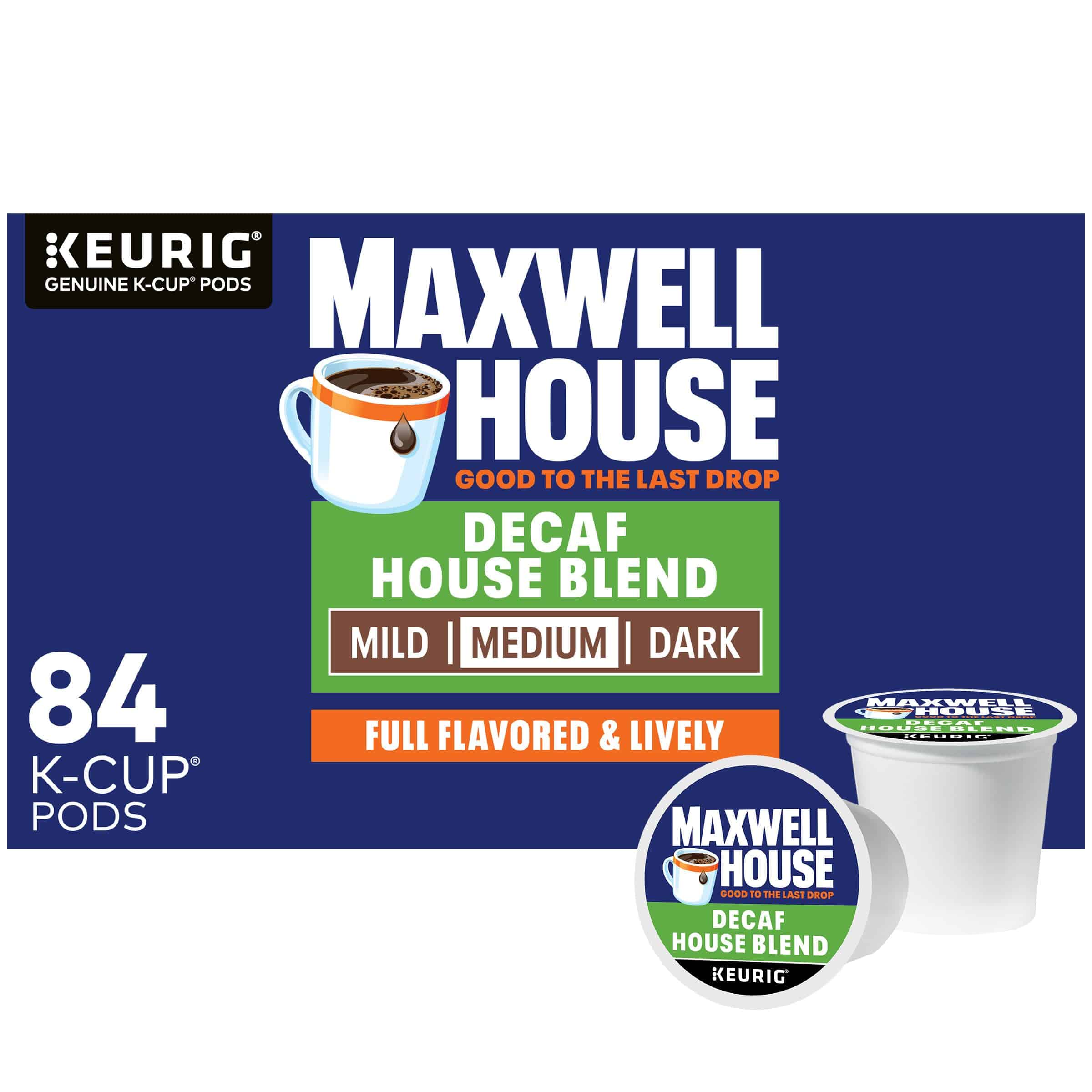 Maxwell House Decaf House Blend Medium Roast K-Cup Coffee Pods, 84 ct., Box