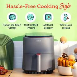 COSORI Air Fryer 4 Qt, 7 Cooking Functions Airfryer, Lite 4.0-Quart, Smart, Truffle Gray