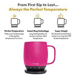 Nextmug Temperature Controlled, Self-Heating Coffee Mug (True Pink - 14 oz.)