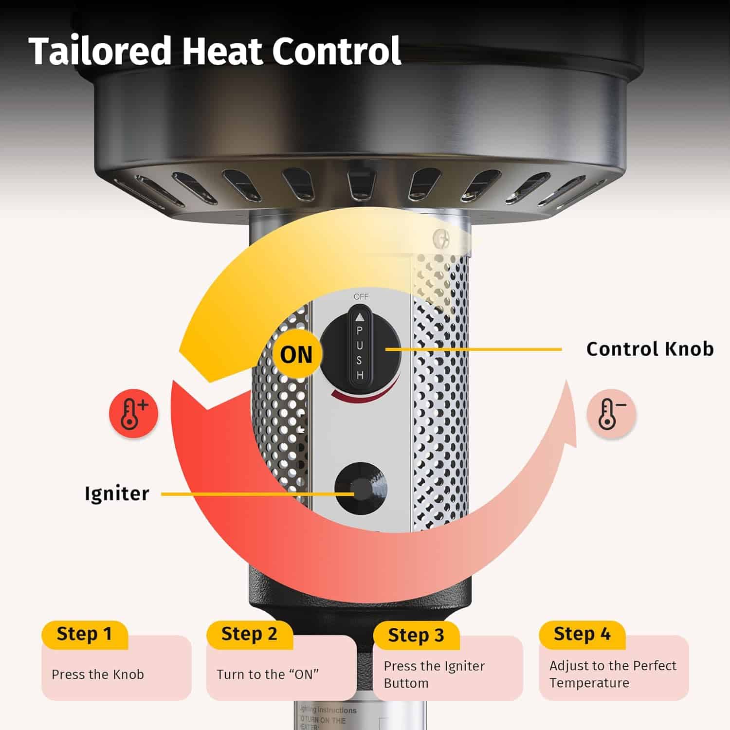 EAST OAK Anti-rust 50,000 BTU Patio Heater for Outdoor Use With Double-Layer Stainless Steel Burner, Round Table Design and Wheels, Stainless Steel