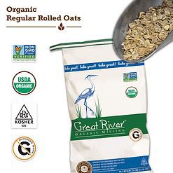 Great River Organic Milling, Oatmeal, Regular Rolled Oats, Organic, 25-Pounds (Pack of 1)