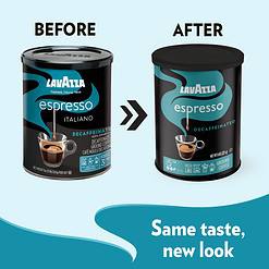 Lavazza Decaf Ground Espresso, Medium Roast, 8-Oz Cans (4 Pack) - Authentic Italian, Non GMO, Sweet & Fruity - Packaging May Vary