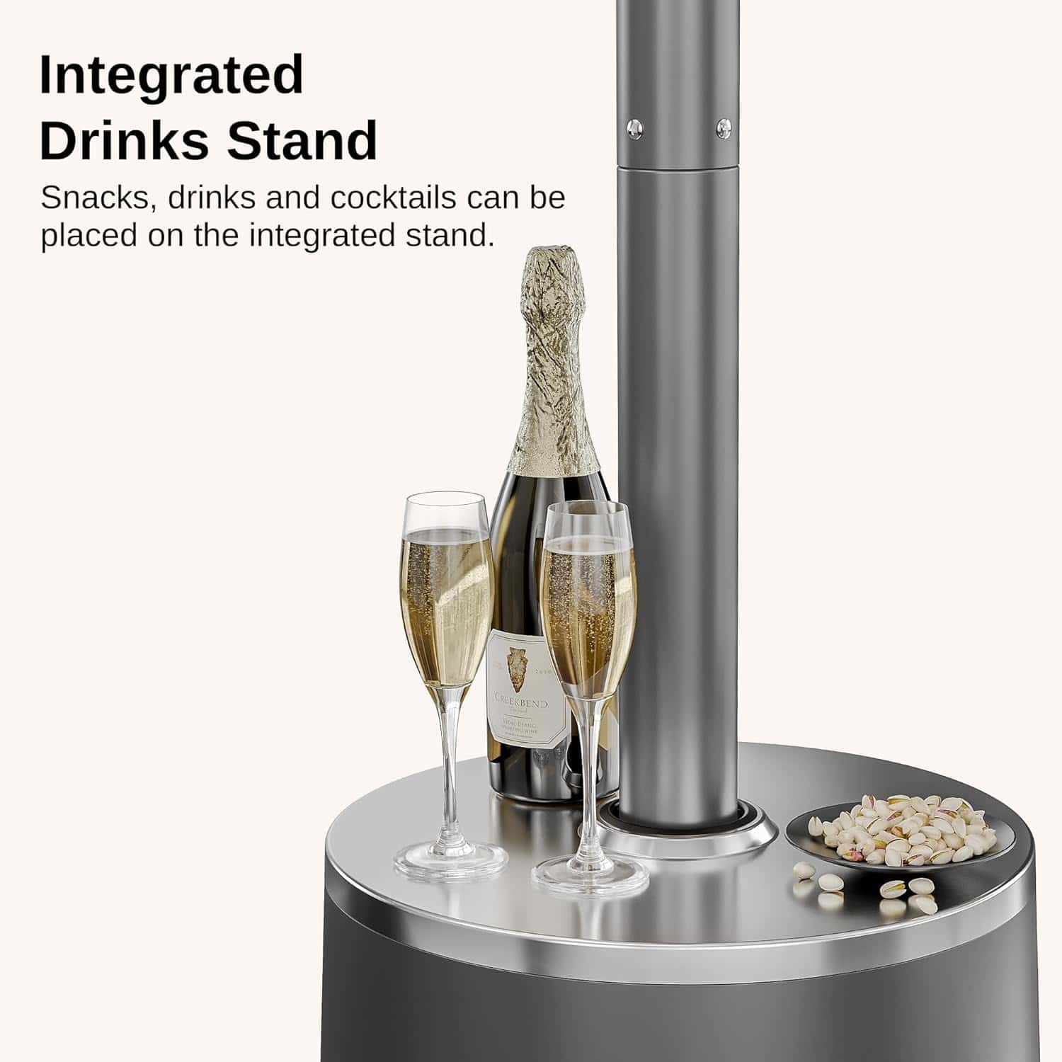 EAST OAK 50,000 BTU Patio Heater with Sand Box, Table Design, Double-Layer Stainless Steel Burner, Wheels, Triple Protection System, Gray