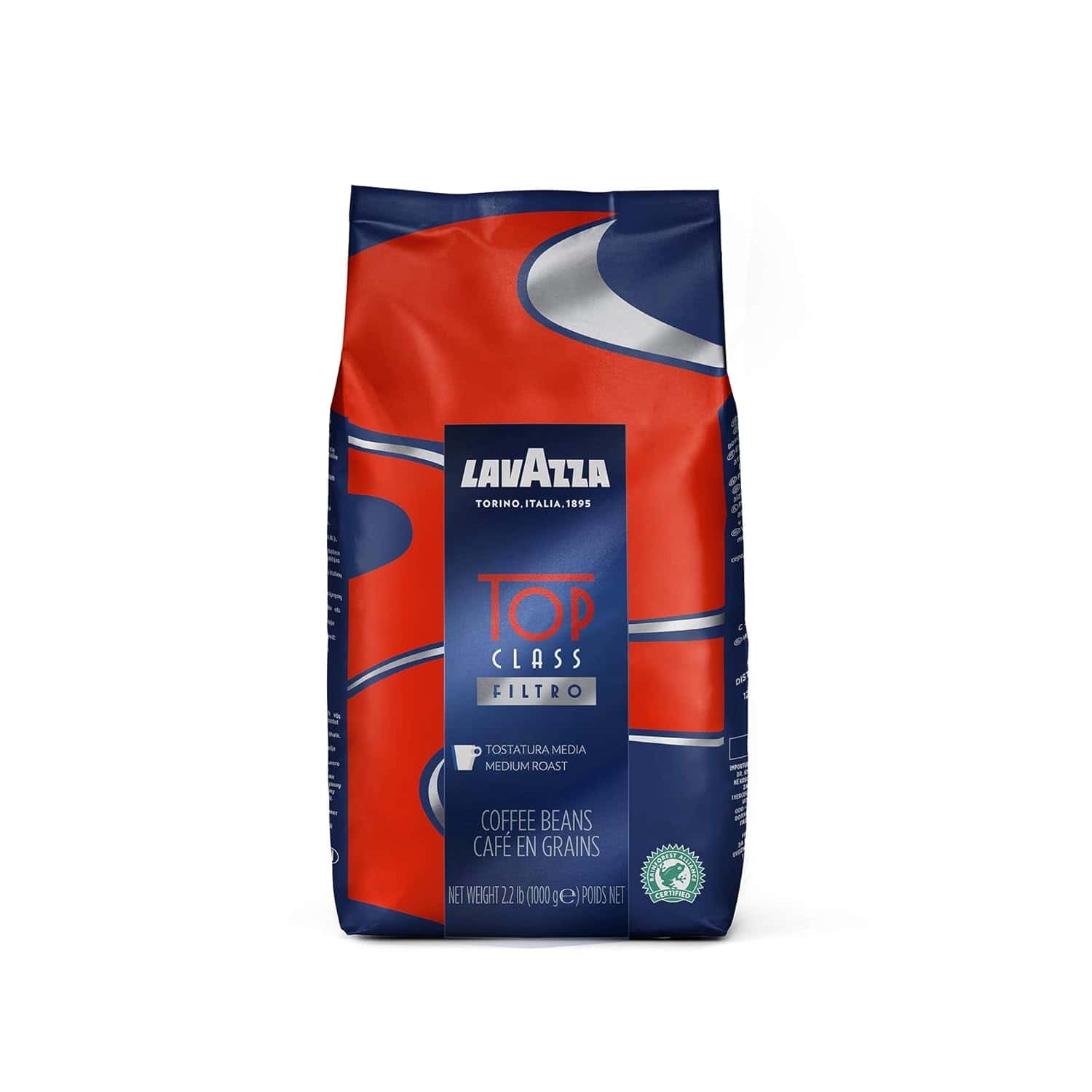 Lavazza Top Class Filtro Whole Bean Coffee Medium Roast 2.2LB Bag, Milk chocolate and roasted hazelnut aromatic notes