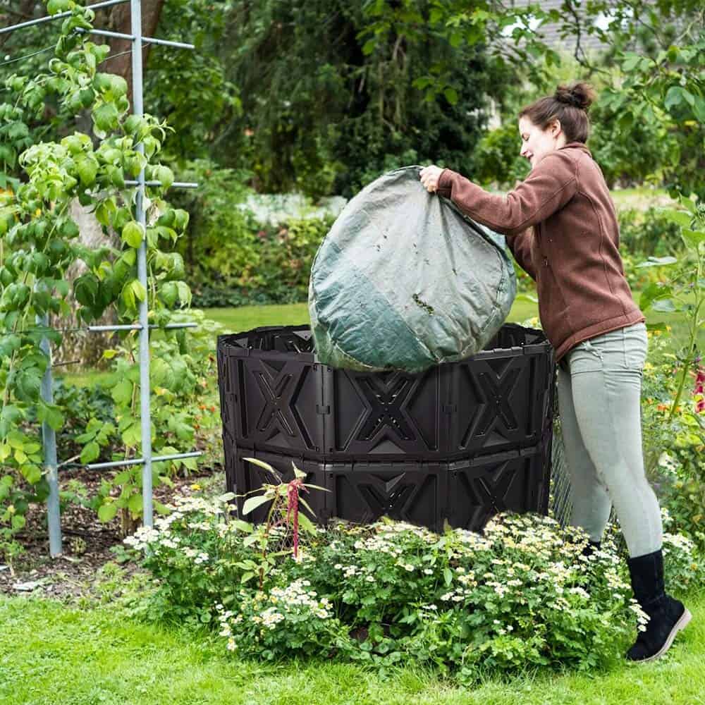 SQUEEZE master XXL Large Compost Bin Outdoor- 720L /190 Gallon-Easy Assembly-No Screws-Sturdy & Durable-Green Door