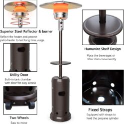 Tangkula 48,000 BTU Propane Patio Heater with Wheels, Outdoor Heaters for Patio