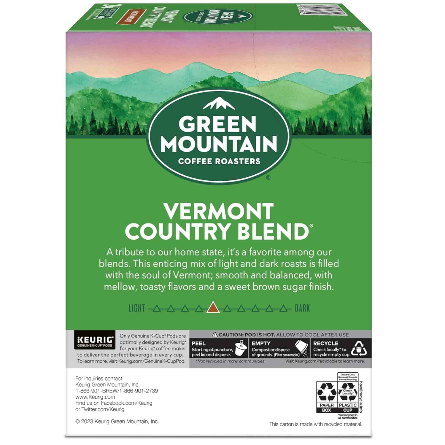 Green Mountain Coffee Roasters Vermont Country Blend Keurig Single-Serve K-Cup Pods, Medium Roast Coffee, 96 Count (4 Packs of 24)