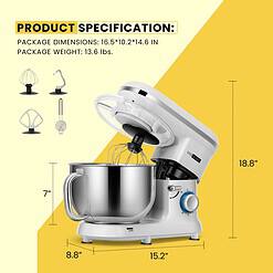 VIVOHOME Stand Mixer, 660W 10 Speed 6 Quart Tilt-Head Kitchen Electric Food Mixer, Silver