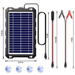 POWOXI Upgraded 7.5W Solar Battery Trickle Charger Maintainer 12V Portable Waterproof Solar Panel Trickle Charging Kit