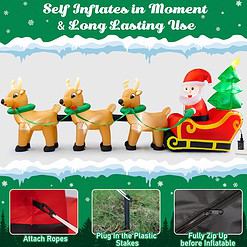 Cheringdful Outdoor Christmas Decorations,13 FT Lighted Christmas Inflatables Santa Claus on Sleigh with 3 Reindeer & Christmas Tree