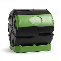 FCMP Outdoor HOTFROG Rolling 37-Gallon Single Chamber Batch Tumbling Composter, Black & Green