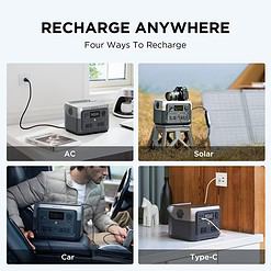 EF ECOFLOW Portable Power Station RIVER 2 Max 500, 499Wh LiFePO4 Battery/ 1 Hour Fast Charging