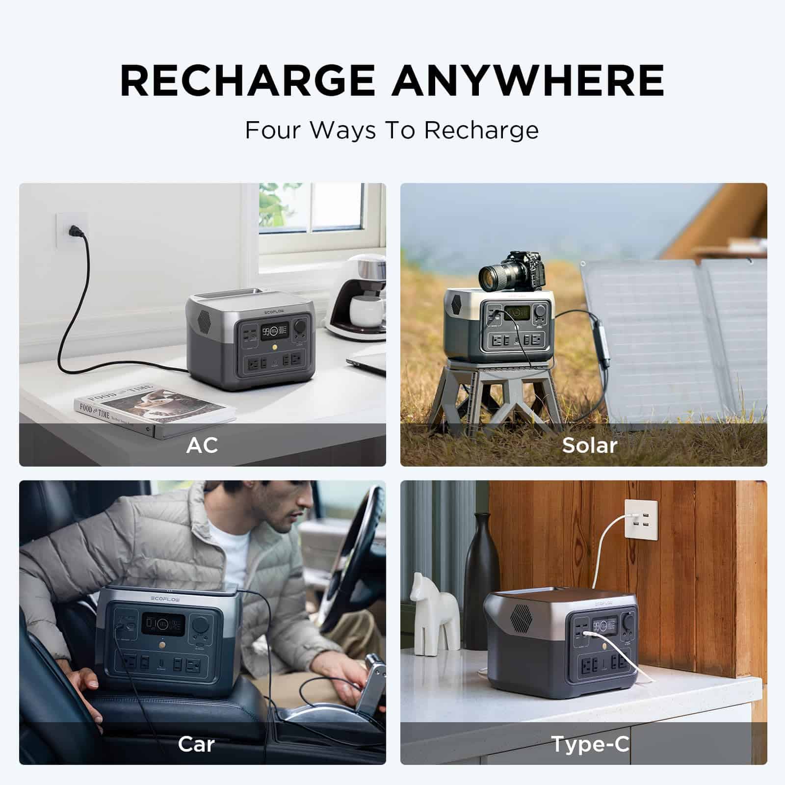 EF ECOFLOW Portable Power Station RIVER 2 Max 500, 499Wh LiFePO4 Battery/ 1 Hour Fast Charging