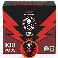 Death Wish Coffee Single Serve Pods - Dark Roast Coffee Pods - (Dark Roast, 100 Count (Pack of 1))