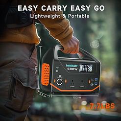 Portable Power Station 600W, Quiet Generator for Camping Travel Emergency CPAP Survival Backup Outdoor Apartment
