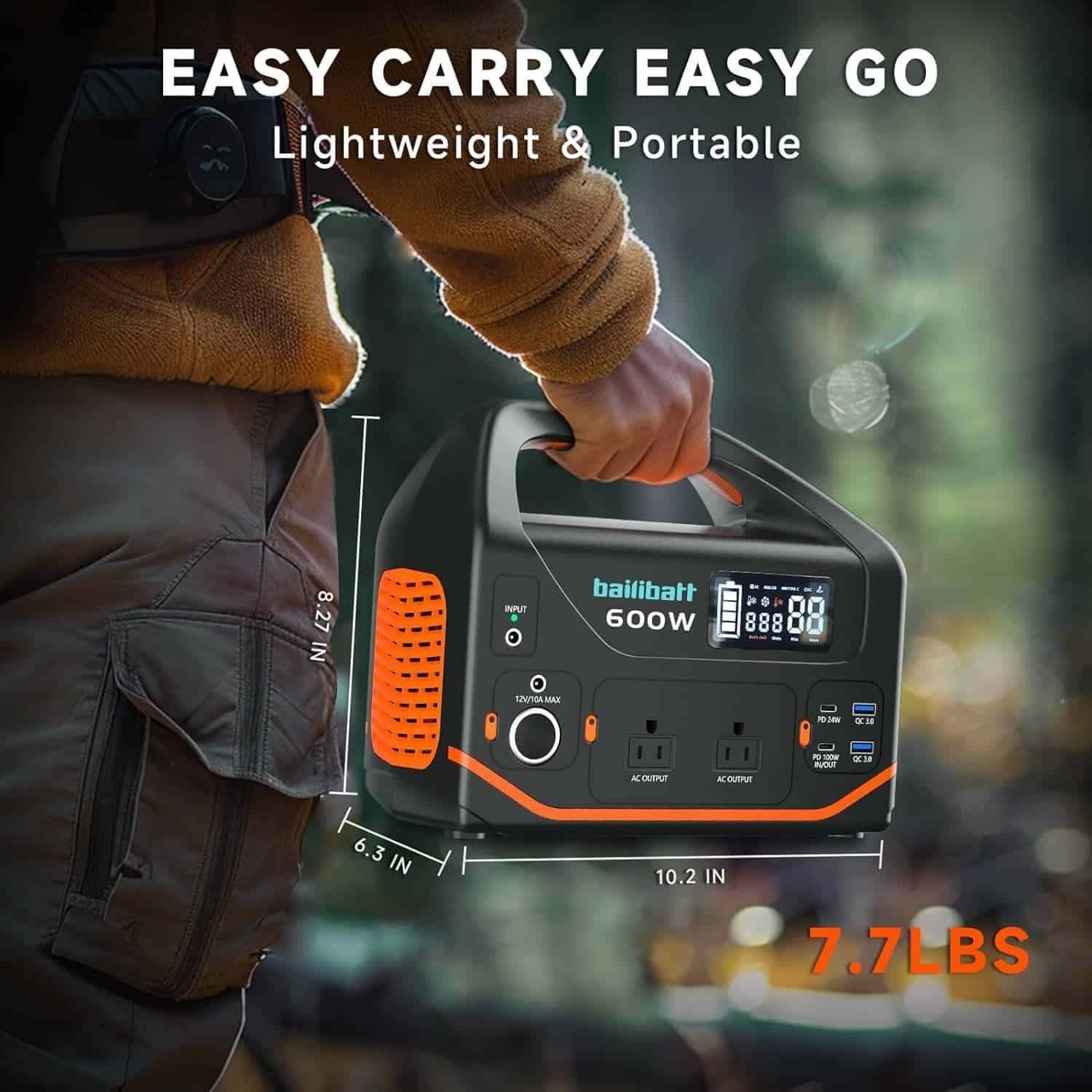 Portable Power Station 600W, Quiet Generator for Camping Travel Emergency CPAP Survival Backup Outdoor Apartment