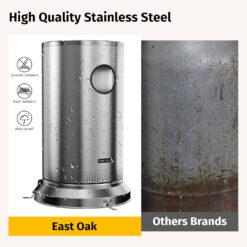 EAST OAK Anti-rust 50,000 BTU Patio Heater for Outdoor Use With Double-Layer Stainless Steel Burner, Round Table Design and Wheels, Stainless Steel