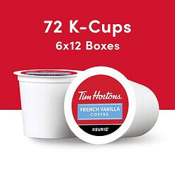 Tim Hortons French Vanilla Coffee, Single-Serve K-Cup Pods Compatible with Keurig Brewers, 72ct K-Cups,Red 12 Count (Pack of 6)