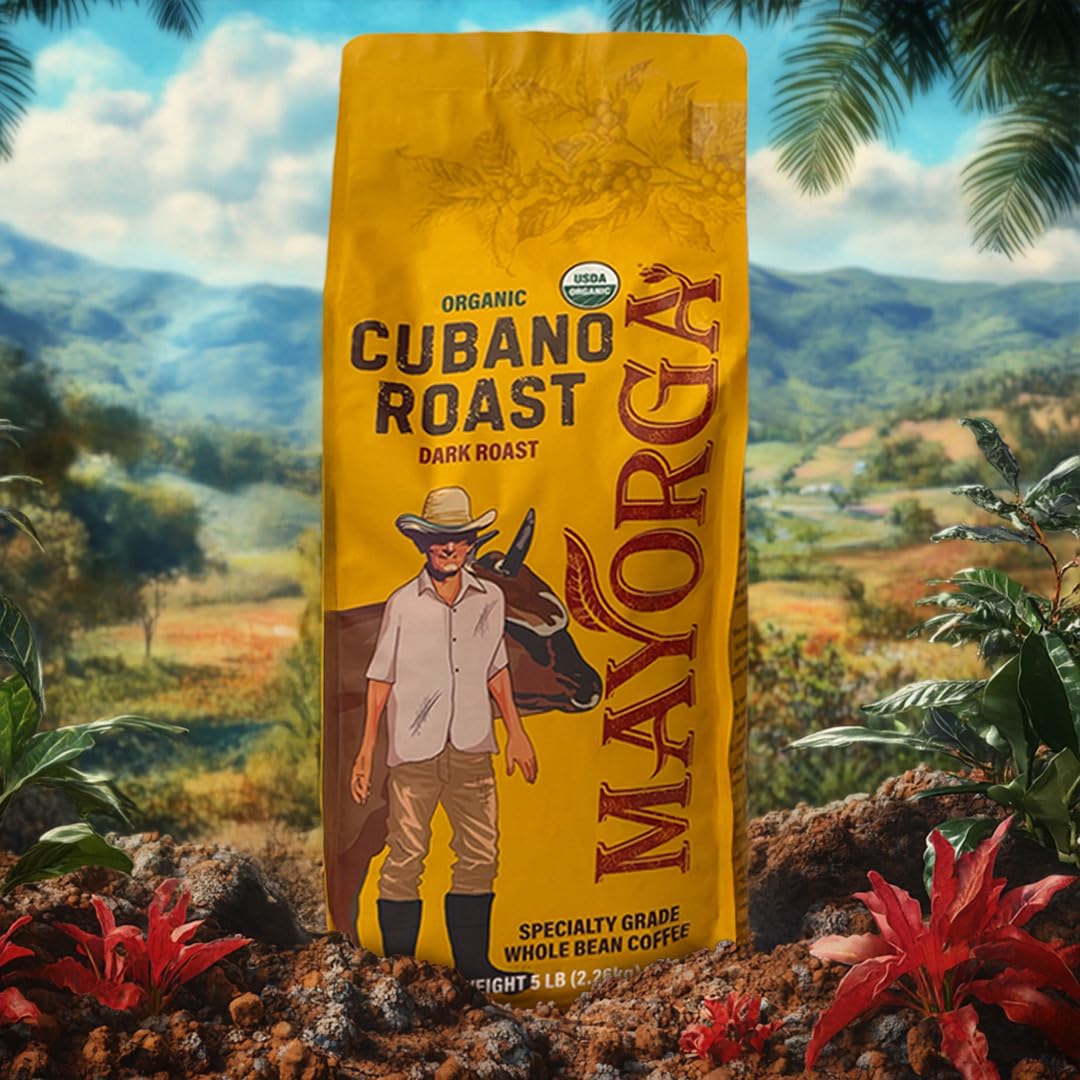 Mayorga Dark Roast Coffee 5lb bag Cubano Roast Coffee Arabica Café Whole Coffee Beans, Smoothest Organic Coffee - Image 8