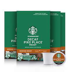 Starbucks K-Cup Coffee Pods, Medium Roast Coffee, Decaf Pike Place Roast, 100% Arabica, 4 boxes (96 pods total)