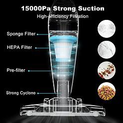 Intercleaner Corded Vacuum Cleaner, 15KPa Powerful Suction with 400W Motor, 12 in 1 Lightweight Bagless Stick Vac