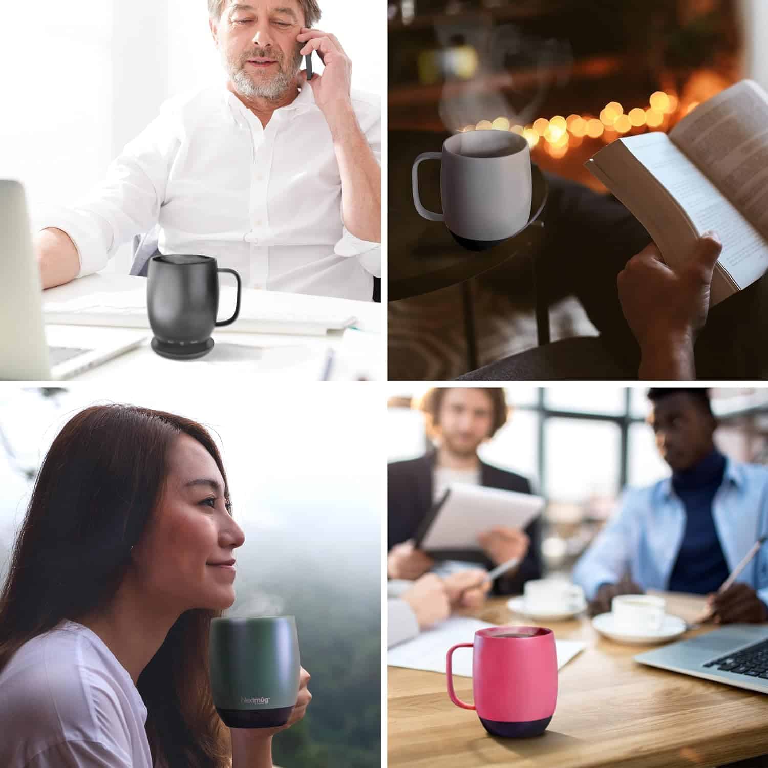 Nextmug Temperature Controlled, Self-Heating Coffee Mug (True Pink - 14 oz.)
