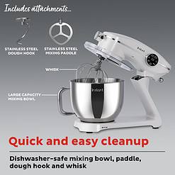 Instant Pot Instant Stand Mixer Pro, 600W 10-Speed Electric Mixer with Digital Interface,7.4-Qt Stainless Steel Bowl, Pearl