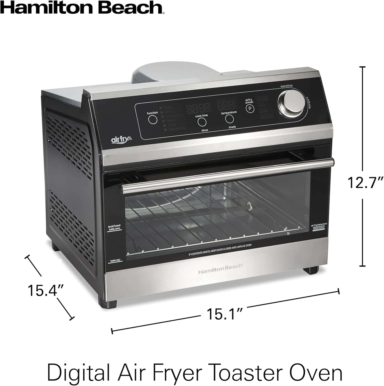 Hamilton Beach Digital Toaster Oven Air Fryer Combo, Black & Stainless Steel