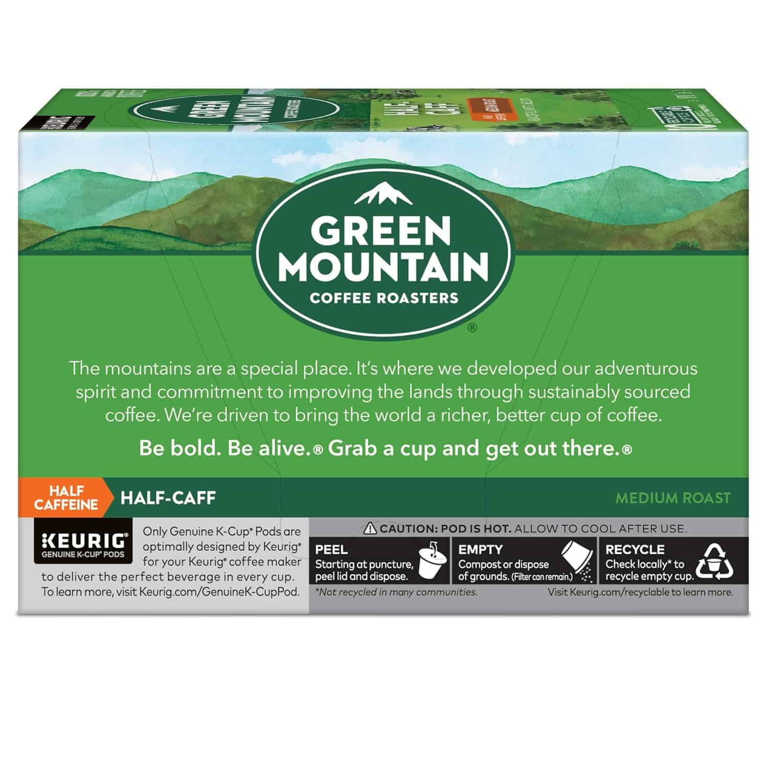 Green Mountain Coffee Roasters Half Caff, Keurig Single Serve K-Cup Pods, Medium Roast Coffee, 60 Count, (6 Packs of 10)
