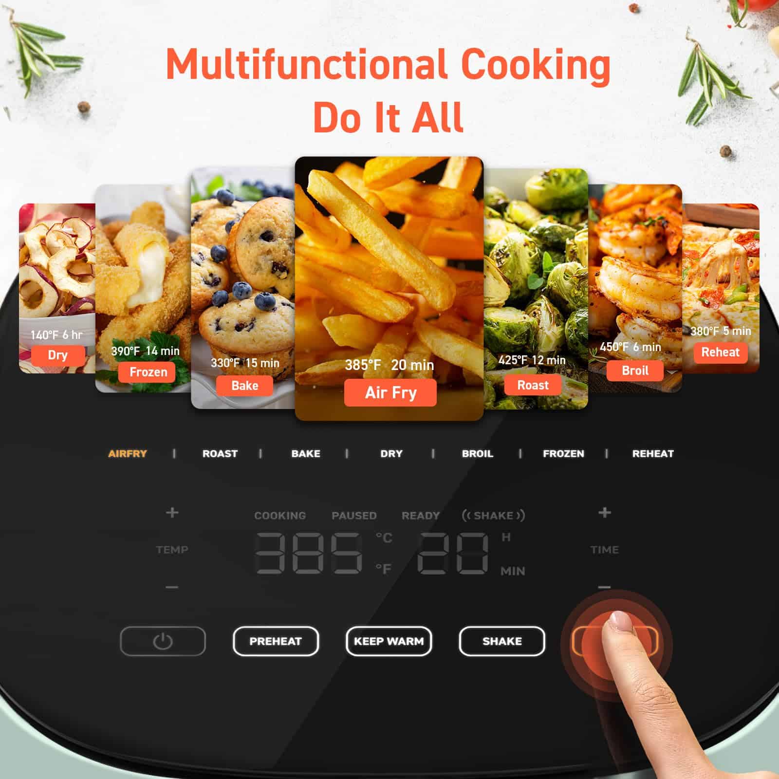 COSORI Air Fryer Pro LE 5-Qt Airfryer, With 20PCS paper liners, 10 Functions that Dry, Bake, Roast &Preheat, Green