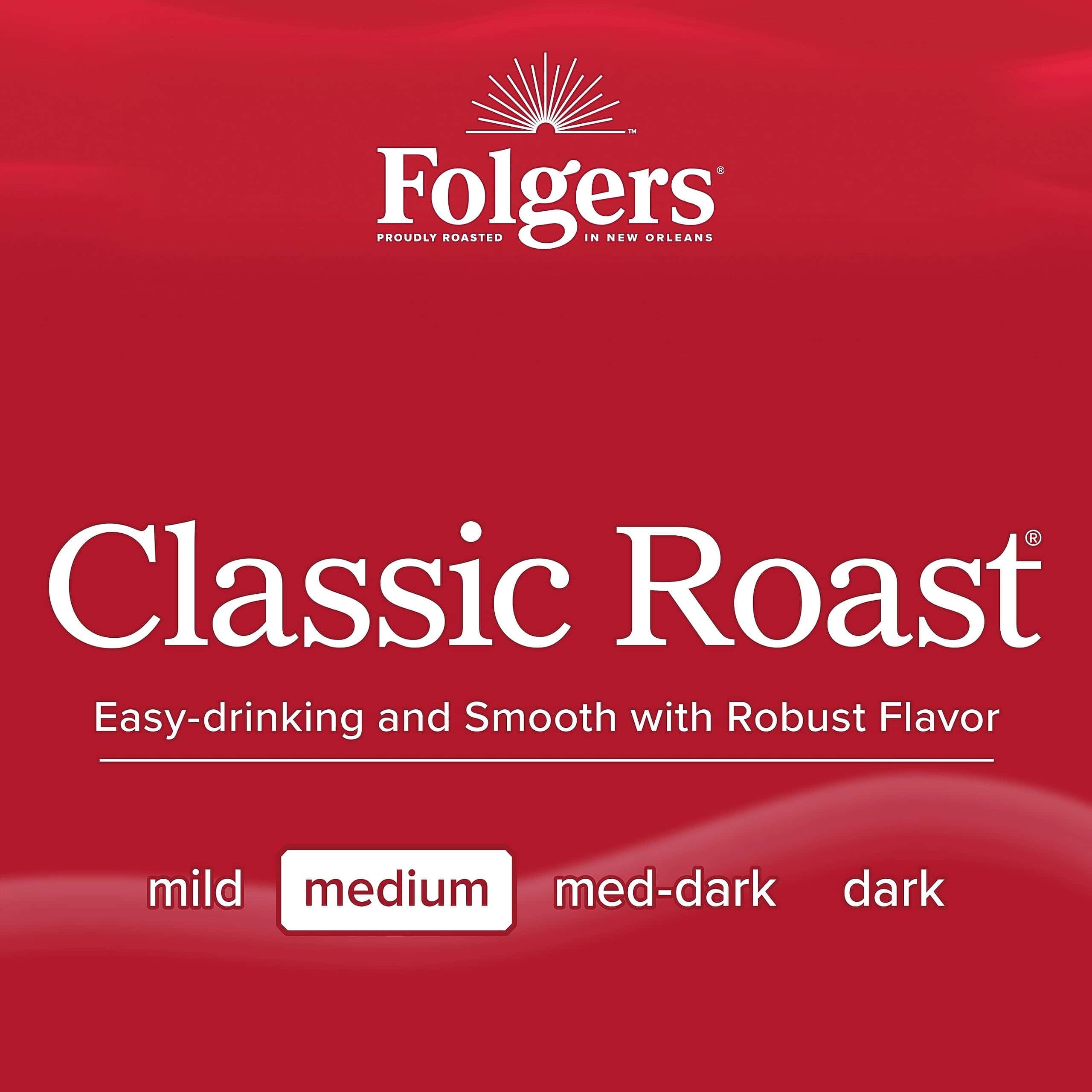 Folgers Classic Roast Instant Coffee, 12 Ounces (Pack of 6)