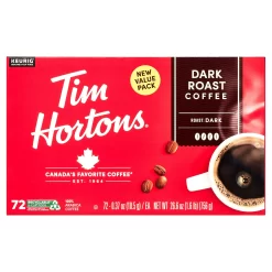 Tim Hortons Dark Roast K-Cup Coffee Pods for Keurig Brewers, Recyclable, 72 Ct