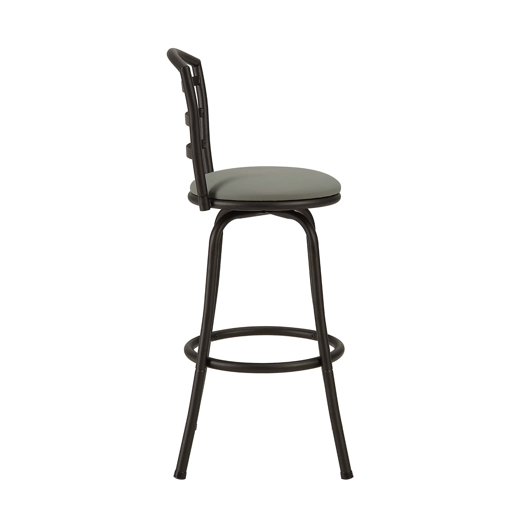 Mainstays 3-Pack Indoor Adjustable 24" or 29" Swivel Adjustable Black Metal Barstool, Dark Gray Seat