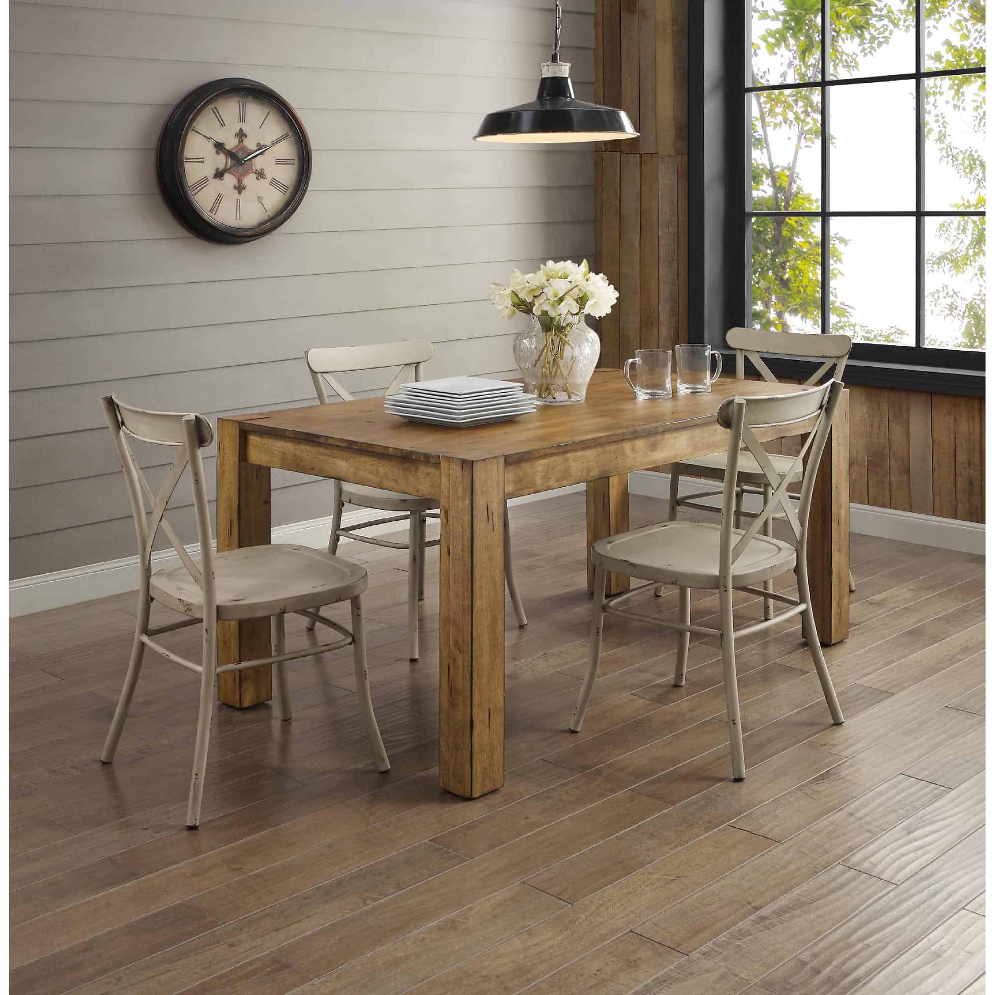 Better Homes and Gardens Collin Distressed Dining Chair, Set of 2, Light Brown Finish