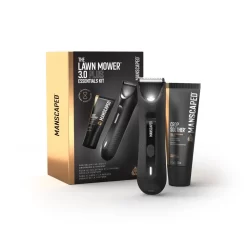 Manscaped - The Lawn Mower 3.0 Plus Essentials Kit, SkinSafe Rechargeable Wet/Dry Groin and Body Hair Trimmer, Grooming Gift Set - Black