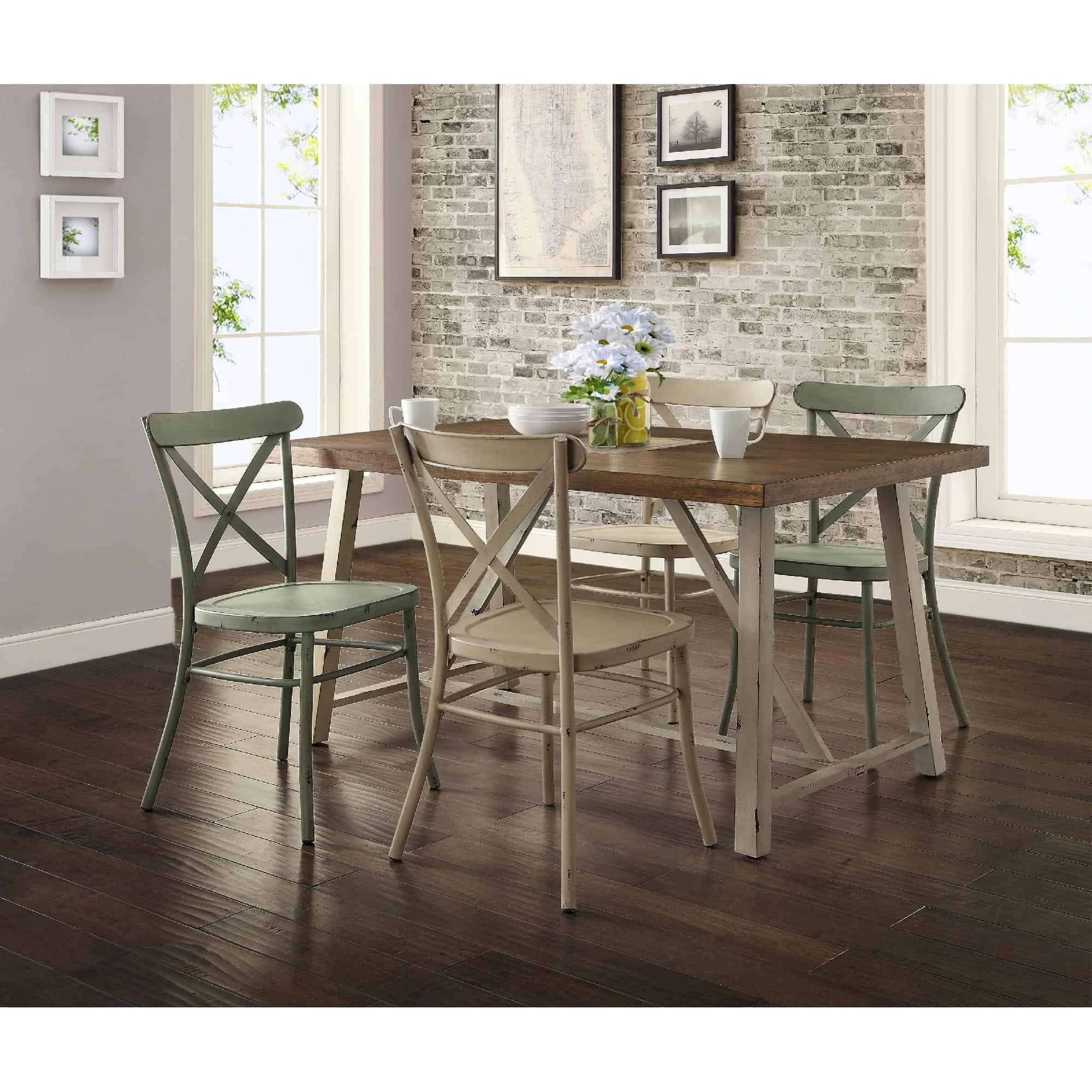 Better Homes and Gardens Collin Distressed Dining Chair, Set of 2, Light Brown Finish