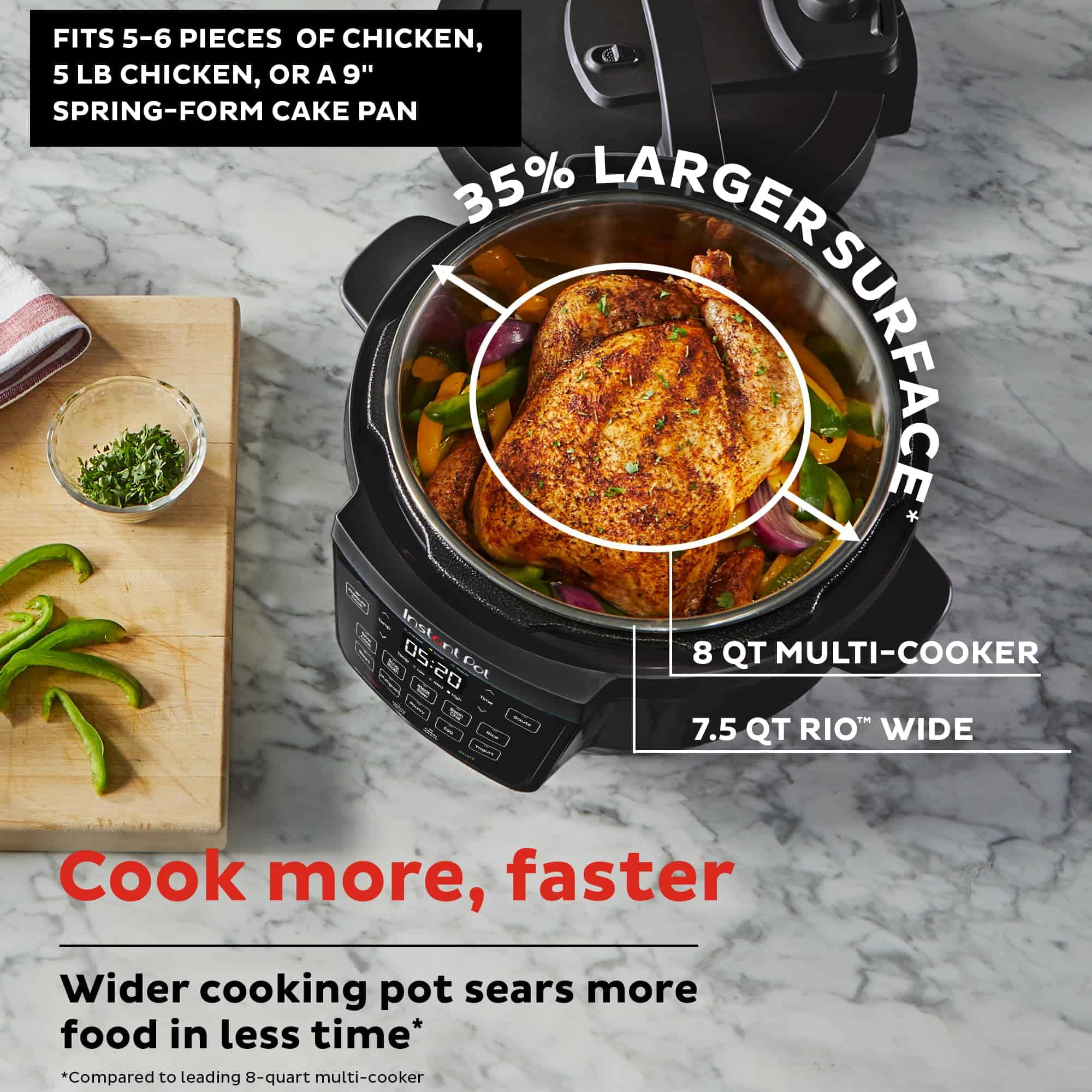Instant Pot RIO Wide Base, 7-in-1 Electric Multi-Cooker, Pressure Cooker, Slow Cooker, Rice Cooker, Steamer, Sauté, Yogurt & Warmer