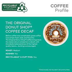 The Original Donut Shop Decaf Keurig Single-Serve K-Cup Pods, Medium Roast Coffee, 72 Count (6 Packs of 12)