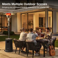 EAST OAK 50,000 BTU Patio Heater with Sand Box, Table Design, Double-Layer Stainless Steel Burner, Wheels, Triple Protection System, Gray