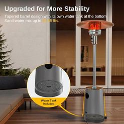 EAST OAK 50,000 BTU Patio Heater with Sand Box, Table Design, Double-Layer Stainless Steel Burner, Wheels, Triple Protection System, Gray