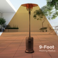 Amazon Basics 46,000 BTU Outdoor Propane Patio Heater with Wheels, Commercial & Residential, Slate Gray